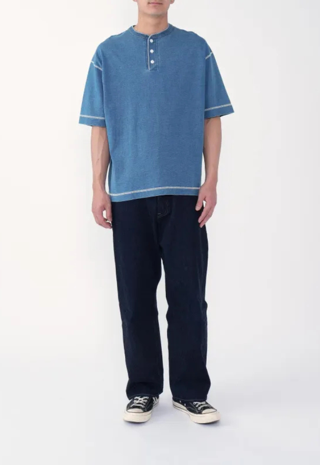 Healthknit Henleyneck S/S Tee(Indigo)