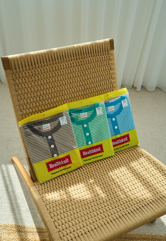 Healthknit Multi Border Waffle Henley【WOMENS ITEM】