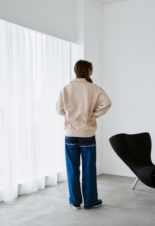 Healthknit Classic Sweat Collared Half Zip L/S