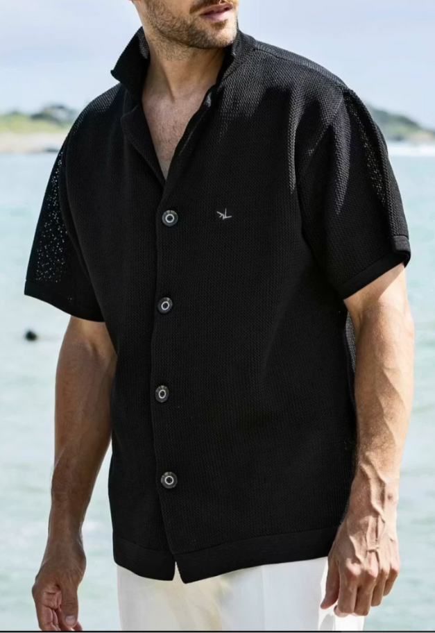 1PIU1UGUALE3 RELAX KNIT OPEN COLLAR SHIRT