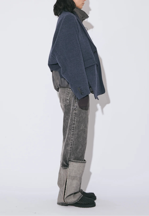 beautiful people selvedge denim flip hem pants blk bleach