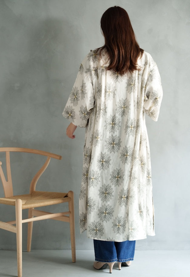 drawell LINEN PRINTED W POCKET SHIRT OP【BERGAMOT/DAMASK】
