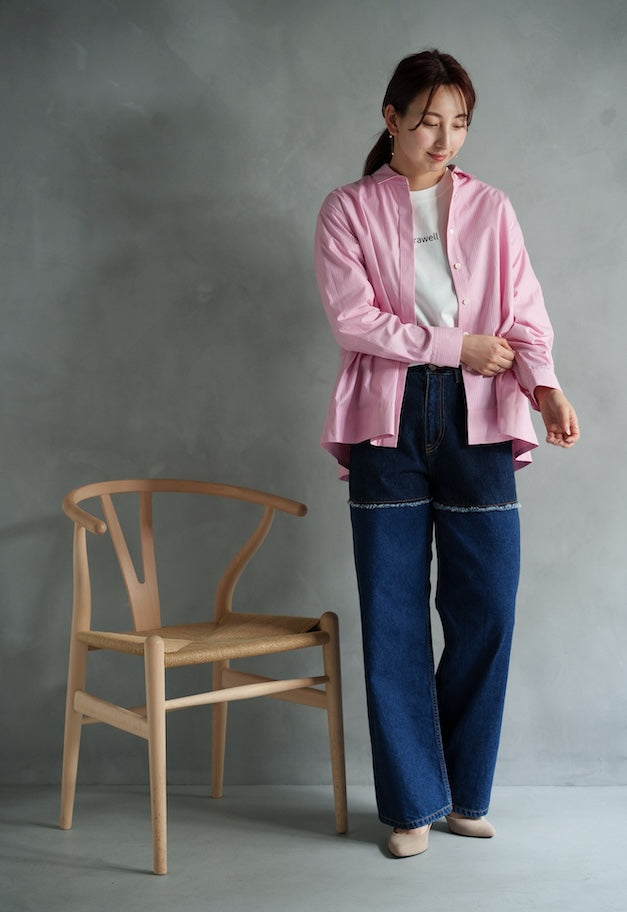 drawell BACKFLARE SHIRT【CREAM/PINK/OFF-WHITE】