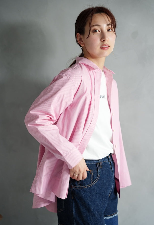 drawell BACKFLARE SHIRT【CREAM/PINK/OFF-WHITE】