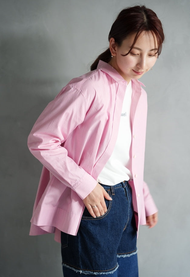 drawell BACKFLARE SHIRT【CREAM/PINK/OFF-WHITE】