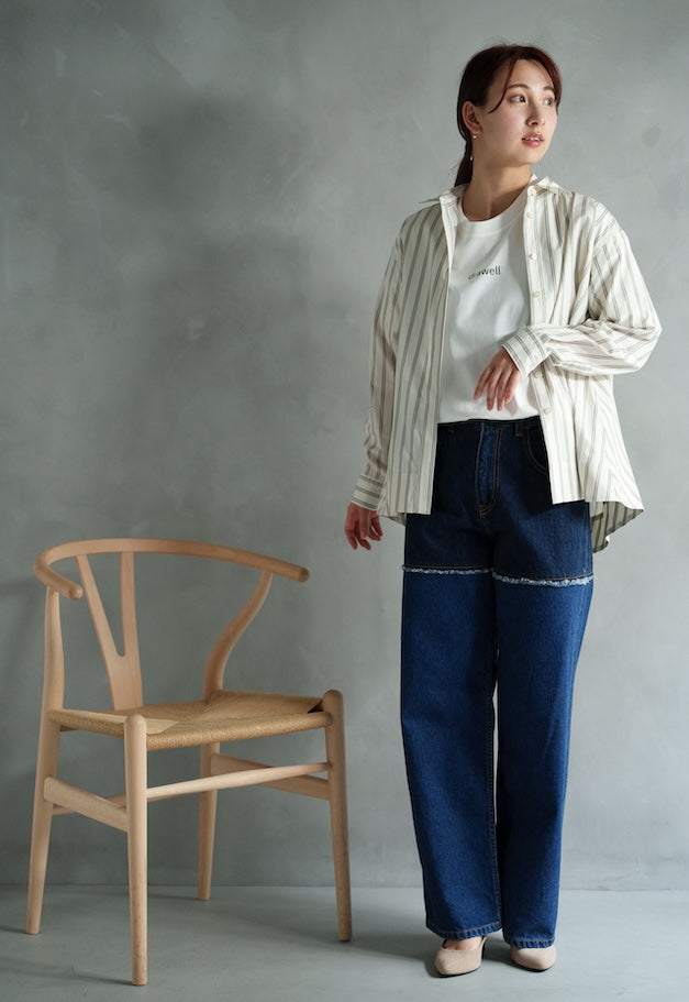 drawell BACKFLARE SHIRT【CREAM/PINK/OFF-WHITE】