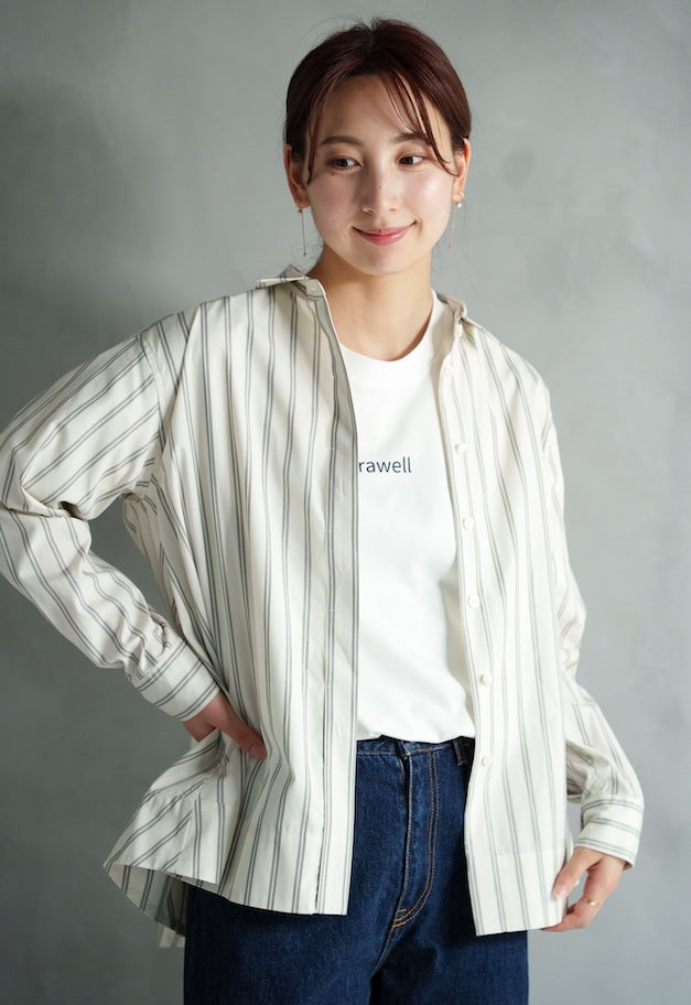 drawell BACKFLARE SHIRT【CREAM/PINK/OFF-WHITE】