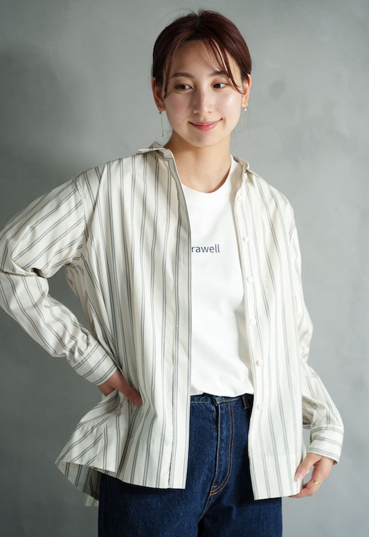 drawell BACKFLARE SHIRT【CREAM/PINK/OFF-WHITE】