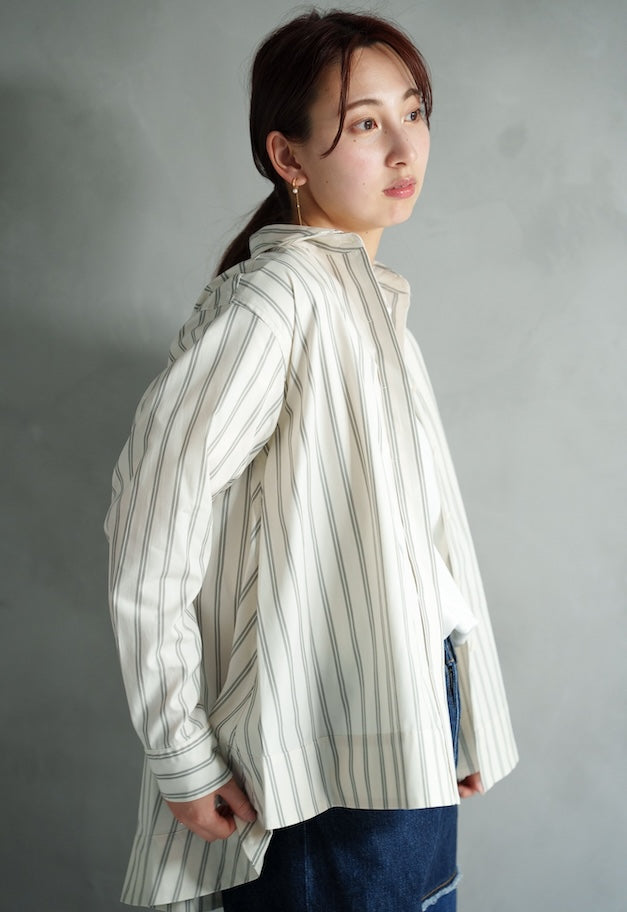 drawell BACKFLARE SHIRT【CREAM/PINK/OFF-WHITE】