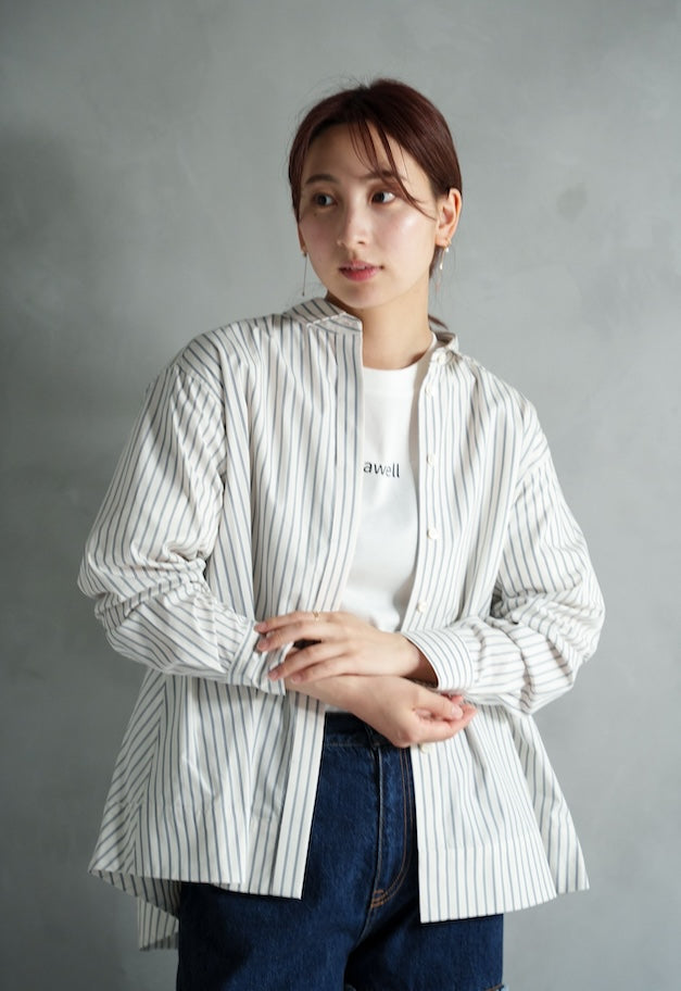 drawell BACKFLARE SHIRT【CREAM/PINK/OFF-WHITE】