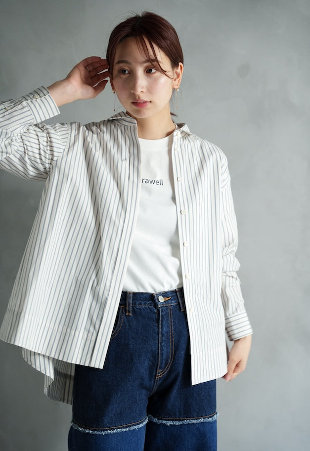 drawell BACKFLARE SHIRT【CREAM/PINK/OFF-WHITE】
