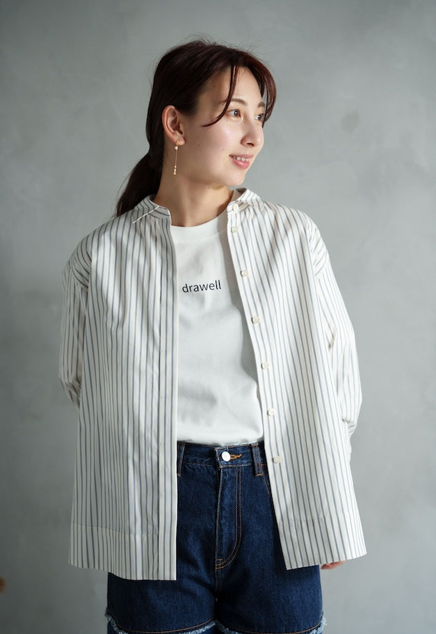 drawell BACKFLARE SHIRT【CREAM/PINK/OFF-WHITE】