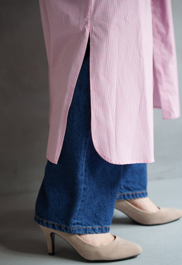 drawell MULTI-STRIPE VIB YOKE SHIRT OP【PINK】