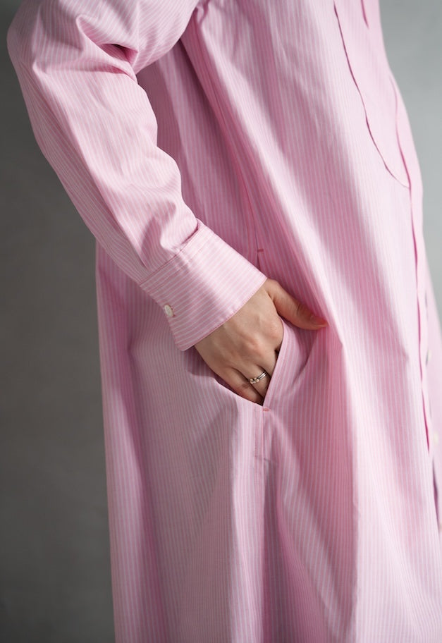 drawell MULTI-STRIPE VIB YOKE SHIRT OP【PINK】