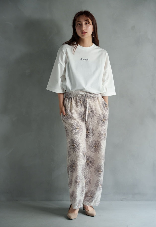 drawell SHAGGY JAGARD PRINTED DROST PANTS【BERGAMOT】