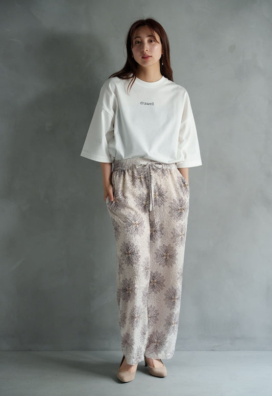 drawell SHAGGY JAGARD PRINTED DROST PANTS【BERGAMOT】