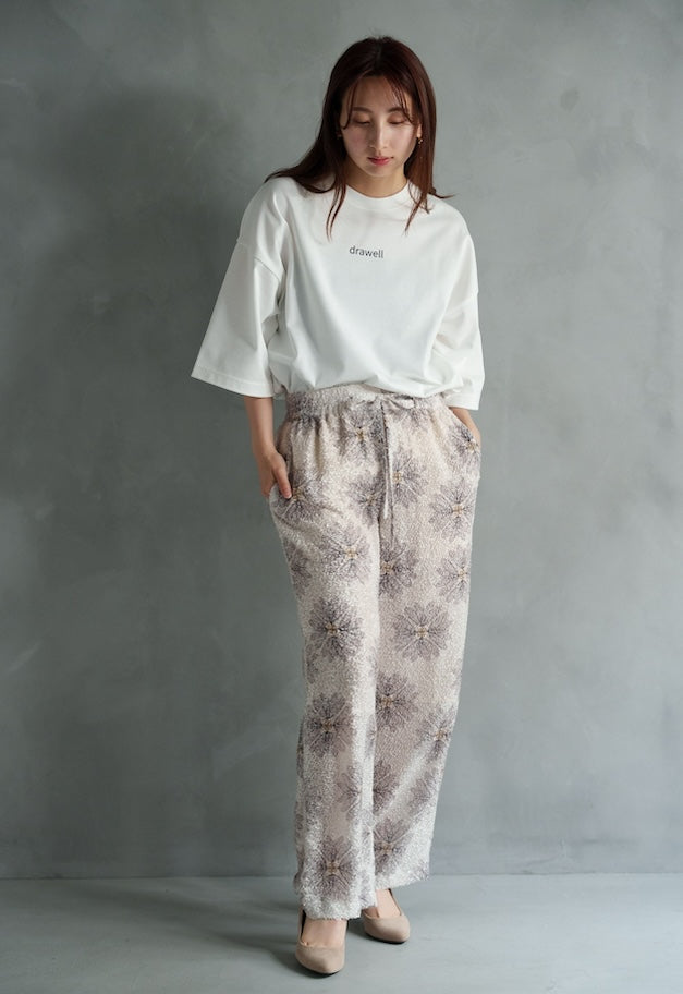 drawell SHAGGY JAGARD PRINTED DROST PANTS【BERGAMOT】