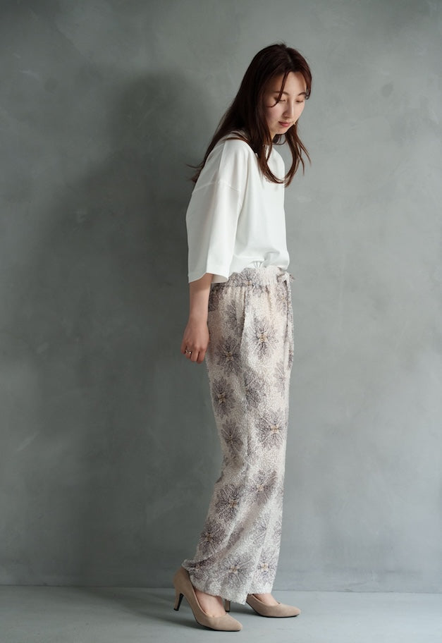 drawell SHAGGY JAGARD PRINTED DROST PANTS【BERGAMOT】