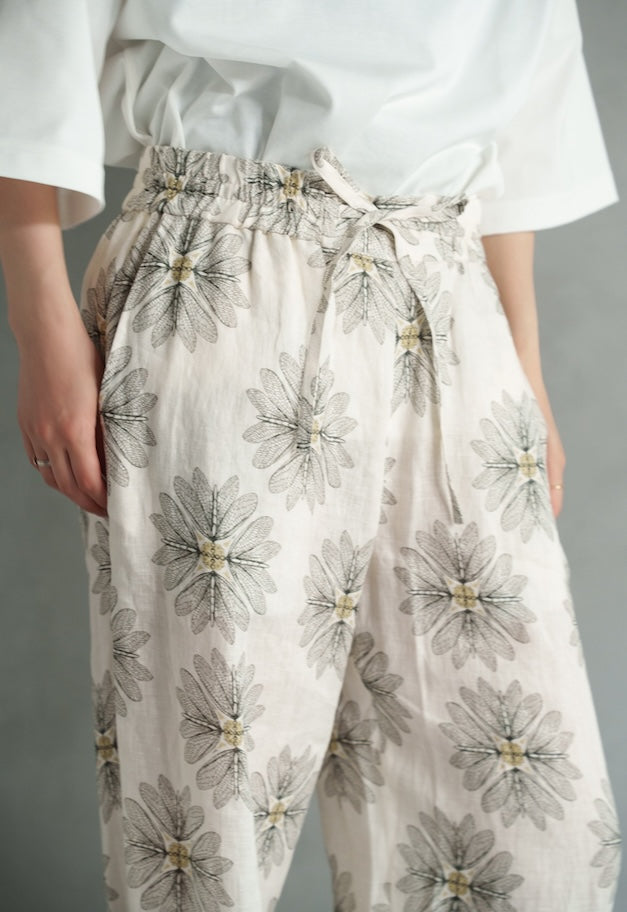 drawell LINEN-PRINTED DROST PANTS【BERGAMOT】