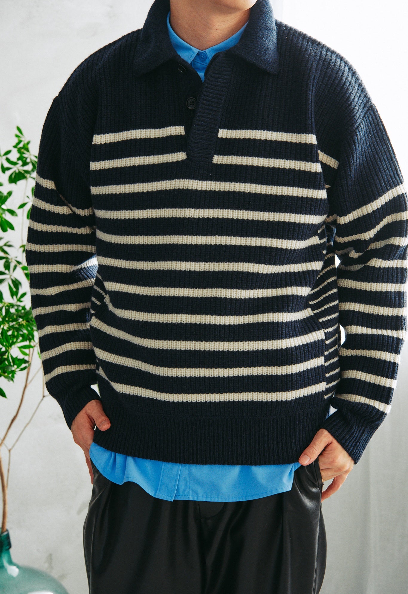 ANNUAL STRIPED POLO SWEATER