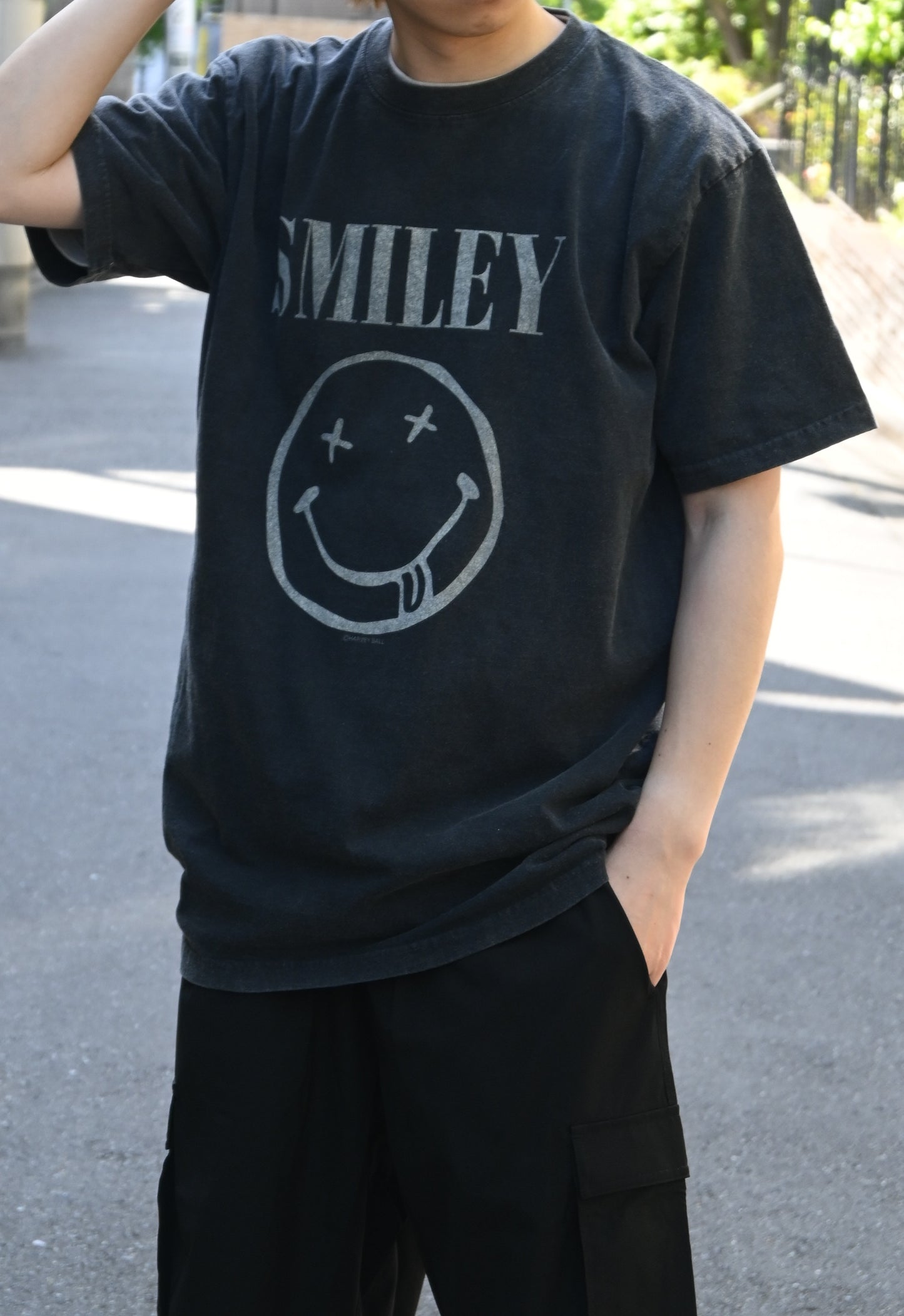 0% SMILY T-Shirts【GRAY/BLACK UNISEX】