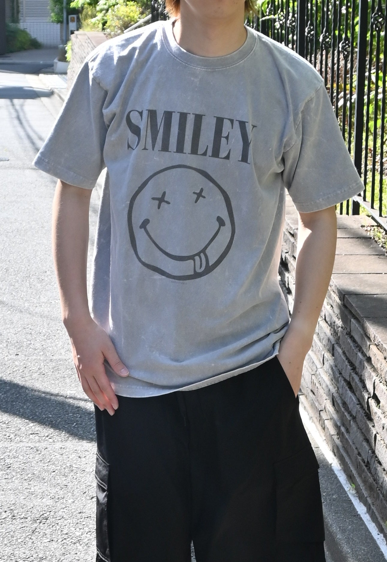 0% SMILY T-Shirts【GRAY/BLACK UNISEX】
