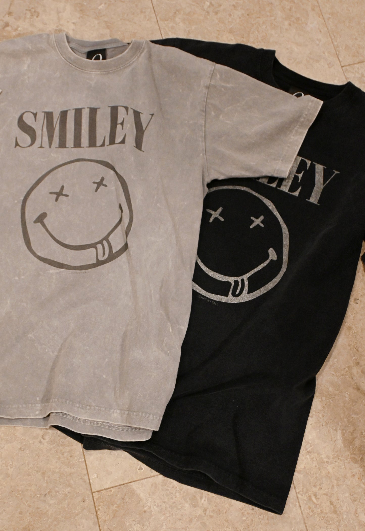 0% SMILY T-Shirts【GRAY/BLACK UNISEX】