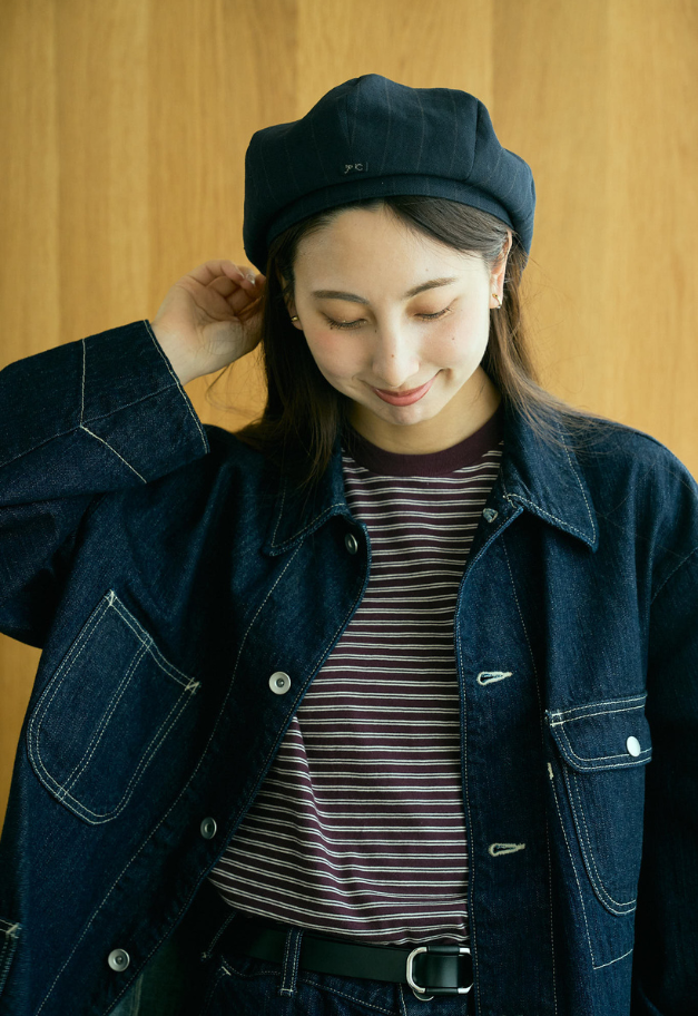 PORTER CLASSIC PIN STRIPE LINEN COTTON CASQUETTE【UNISEX/残M BL.NA L BL各1点】