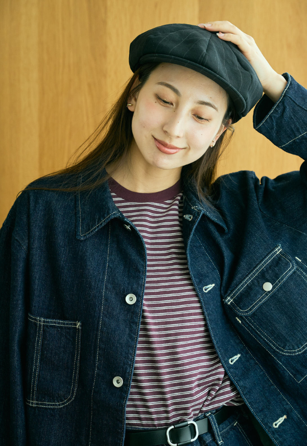 PORTER CLASSIC PIN STRIPE LINEN COTTON CASQUETTE【UNISEX/残M BL.NA L BL各1点】