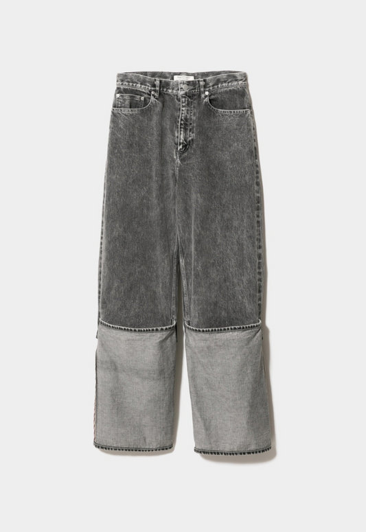 beautiful people selvedge denim flip hem pants blk bleach【予約商品】
