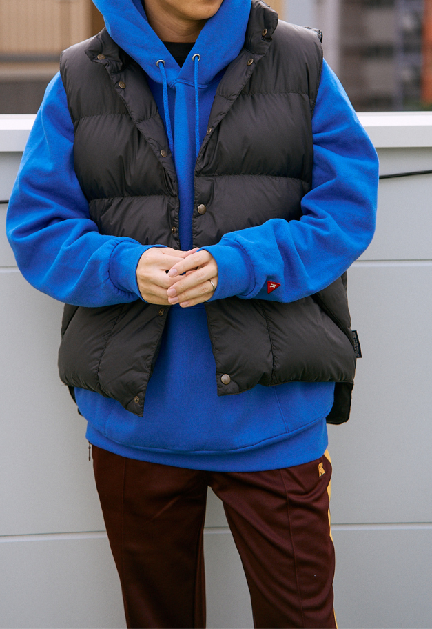 ◆[バイバック保証] RUSSELL ATHLETIC Recycled Down Vest【残りMOSS/L/1点】