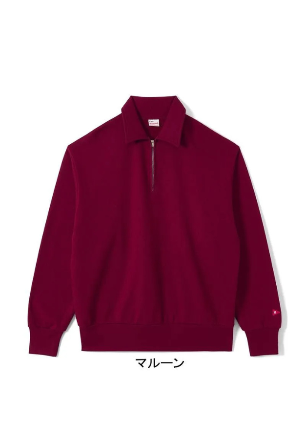 Healthknit Classic Sweat Collared Half Zip L/S