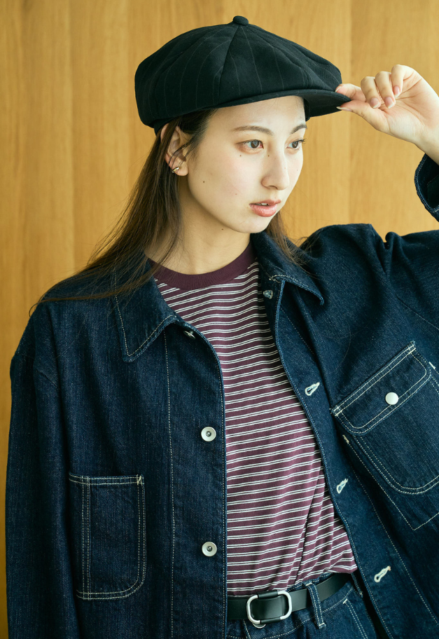 PORTER CLASSIC PIN STRIPE LINEN COTTON CASQUETTE【UNISEX/残M BL.NA L BL各1点】