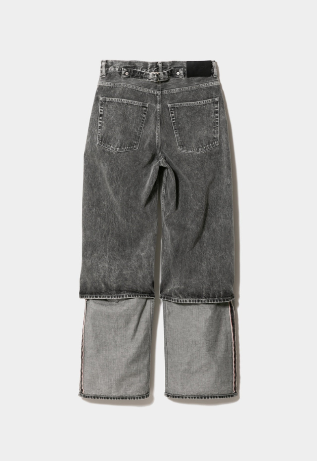 beautiful people selvedge denim flip hem pants blk bleach【予約商品】