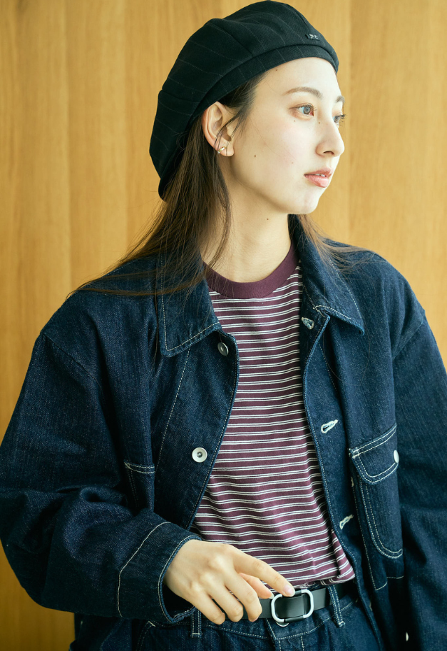 PORTER CLASSIC PIN STRIPE LINEN COTTON CASQUETTE【UNISEX/残M BL.NA L BL各1点】