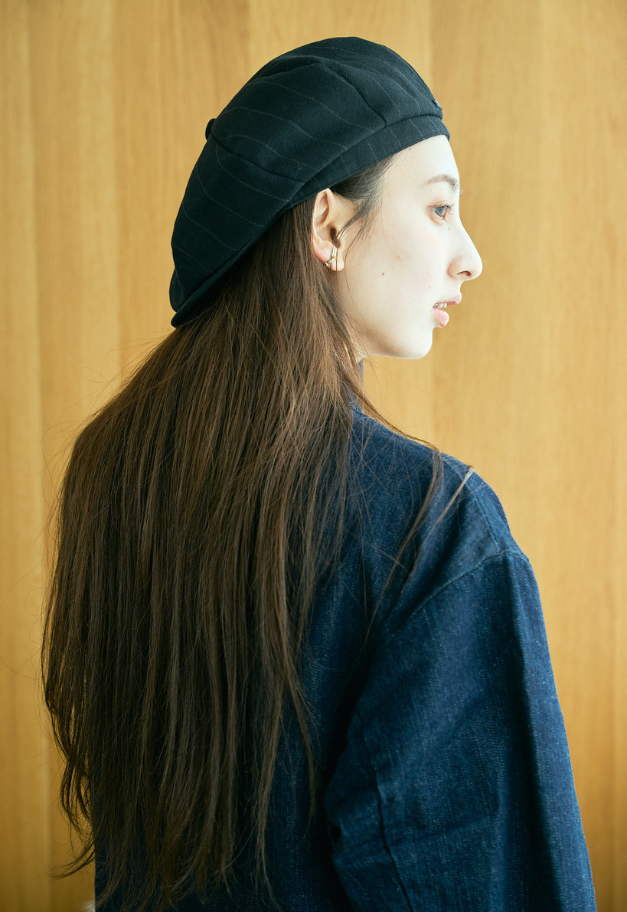 PORTER CLASSIC PIN STRIPE LINEN COTTON CASQUETTE【UNISEX/残M BL.NA L BL各1点】