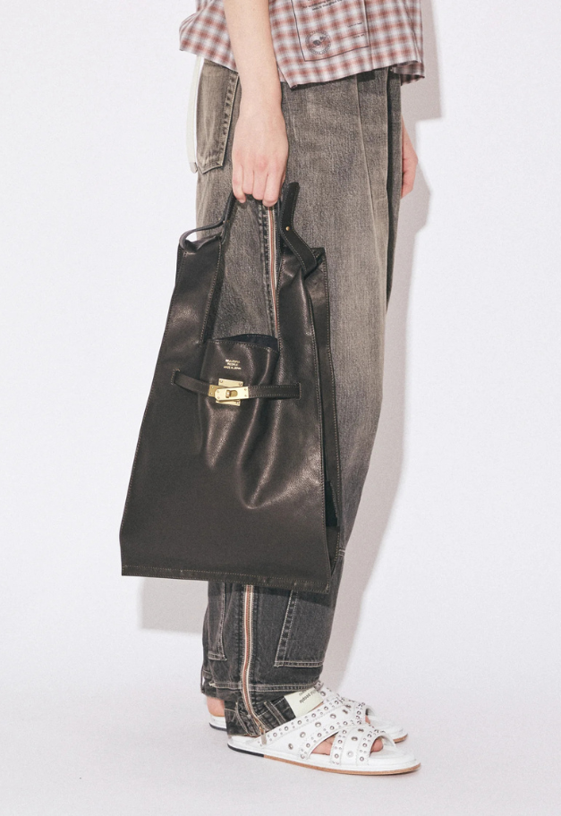 beautiful people oiled leather large market bag