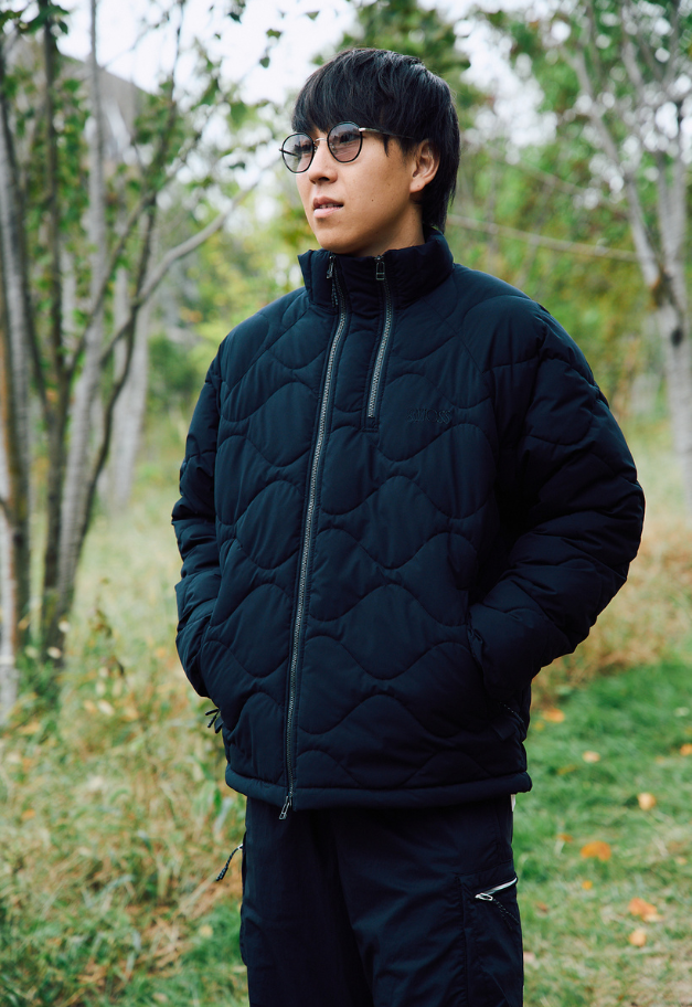 &MOSS 2WAY MATTE STRETCH QUILTED JACKET【BLACK/WHITE】