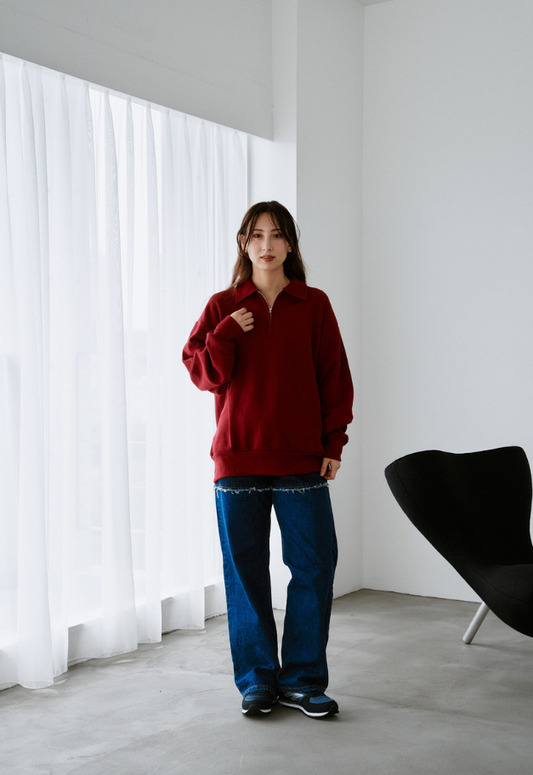 Healthknit Classic Sweat Collared Half Zip L/S
