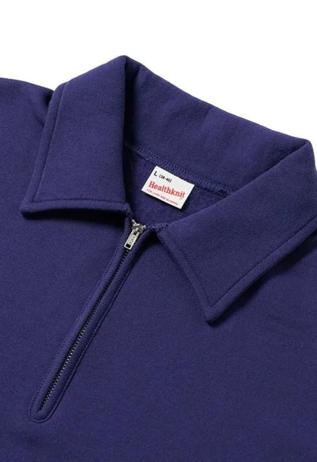 Healthknit Classic Sweat Collared Half Zip L/S