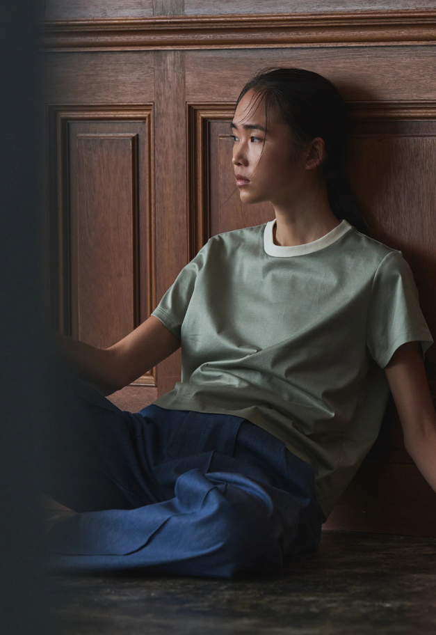 Nicolas Jenson TWO TONE CREW NECK T-SHIRT【SHORT/LADIES】