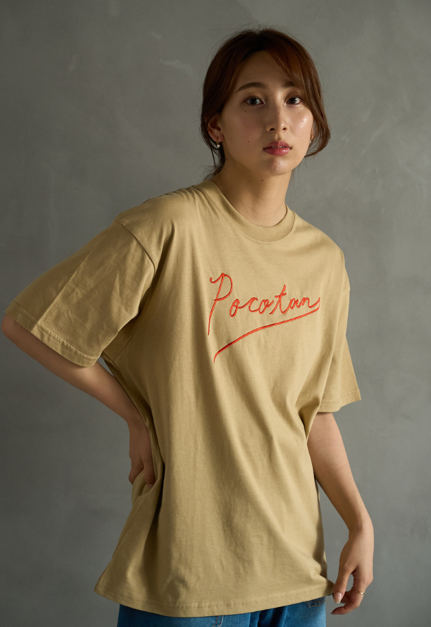 pocotan ロゴ刺繍Tシャツ【WHITE/BLACK/BEIGE】