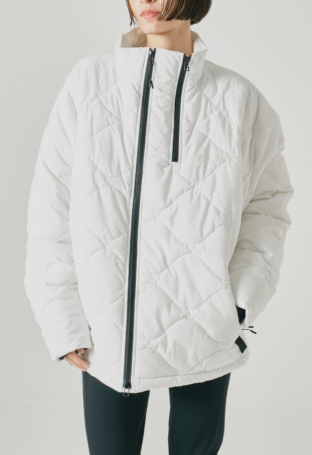 &MOSS 2WAY MATTE STRETCH QUILTED JACKET【BLACK/WHITE】