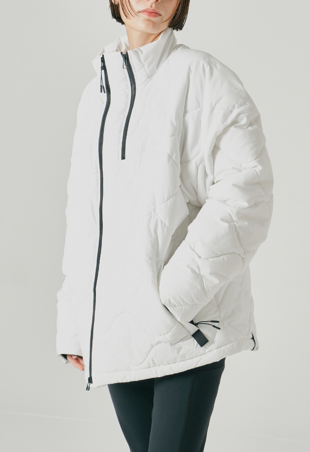 &MOSS 2WAY MATTE STRETCH QUILTED JACKET【BLACK/WHITE】