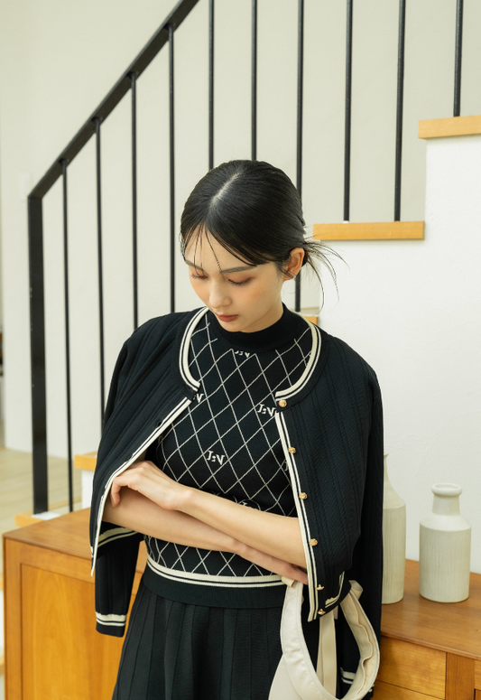 LE.NAN Urban Line Rib-knit Cardigan
