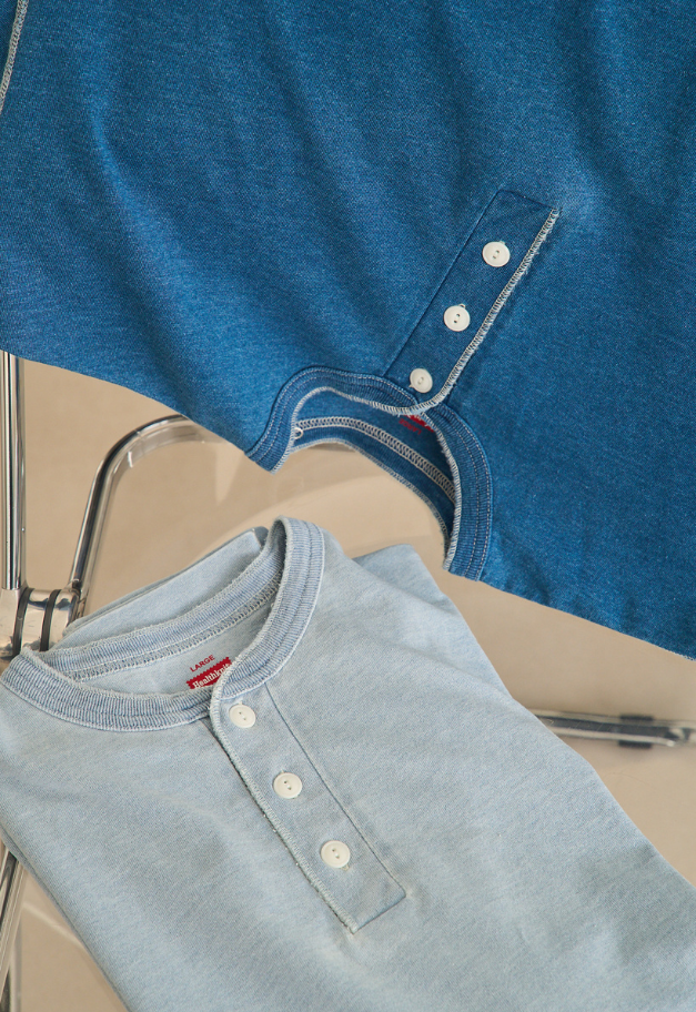 Healthknit Henleyneck S/S Tee(Indigo)