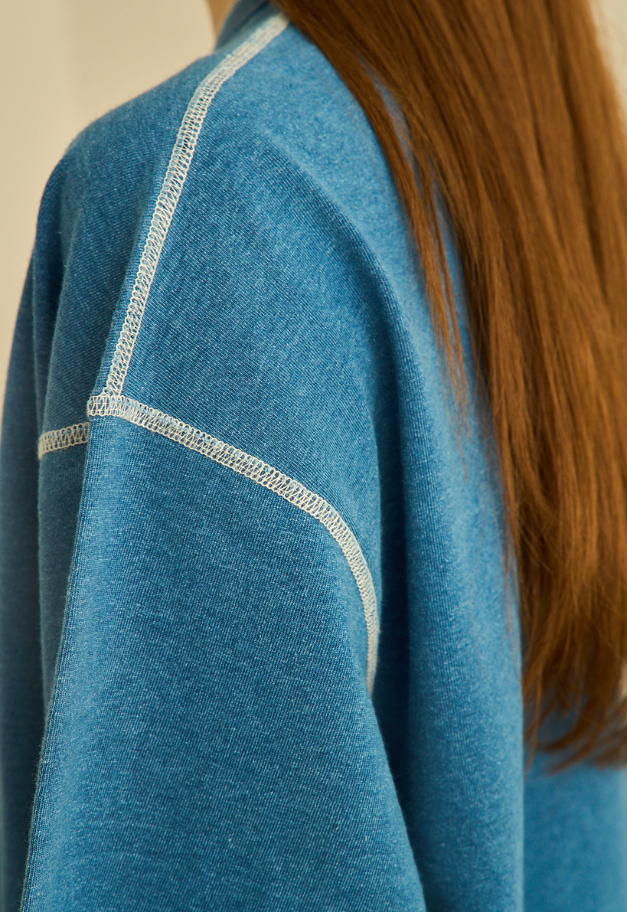 Healthknit Henleyneck S/S Tee(Indigo)