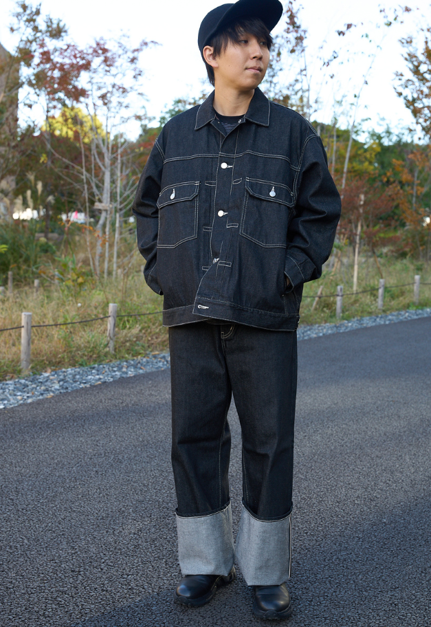 beautiful people selvedge denim oldies fit【black/indigo】