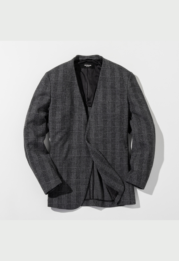 1PIU1UGUALE3 RELAX GLEN CHECK COLLARLESS JACKET【予約商品】