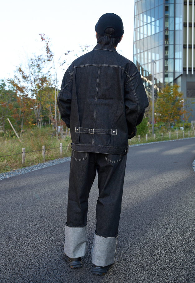 beautiful people selvedge denim square big blouson【black/indigo】